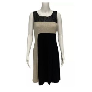 Calvin Klein Black and Tan Sleeveless Sheath Dress